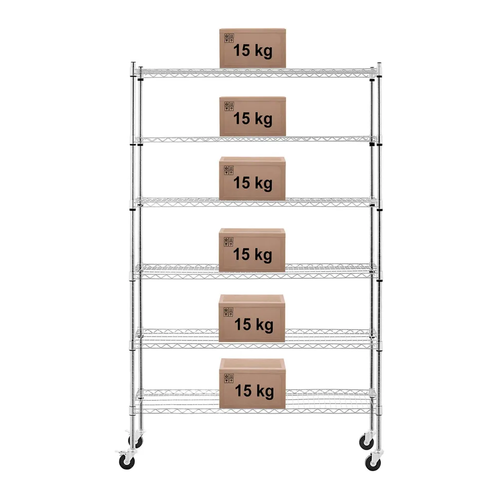 Étagère charge lourde métallique 120 x 45 x 190 cm 90 kg 4 roulettes étagère sur pied étagère sans vis 14_0005155