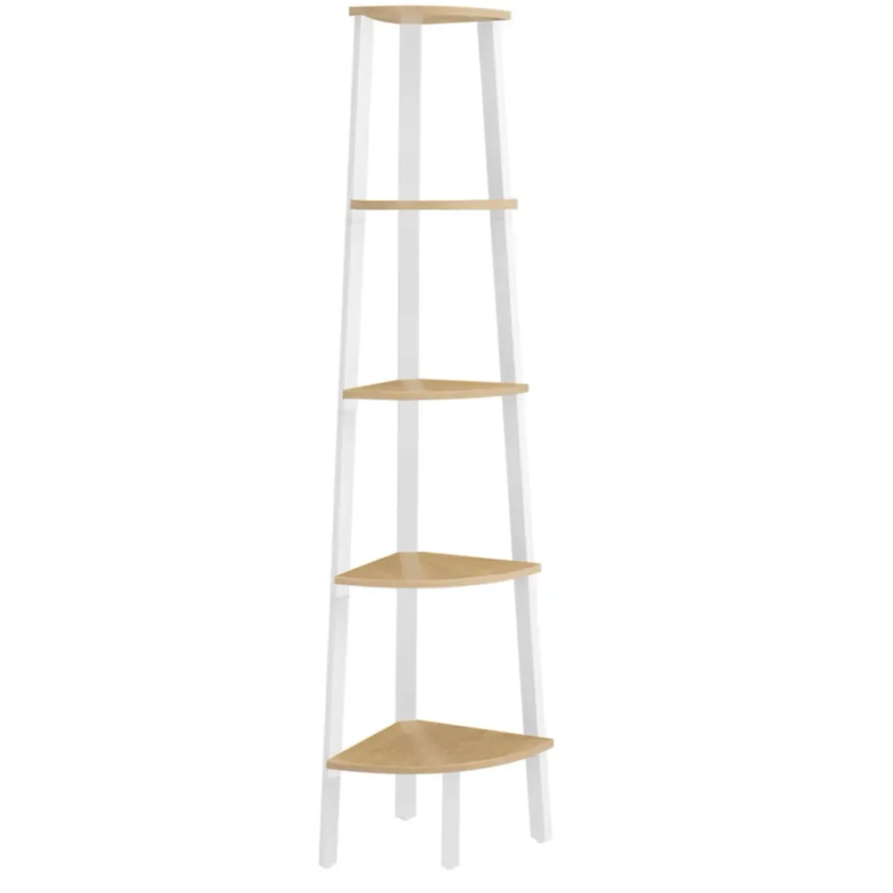 Étagère d'angle bibliothèque 5 niveaux étagère échelle meuble de rangement porte-plante pour salon style industriel avec c...