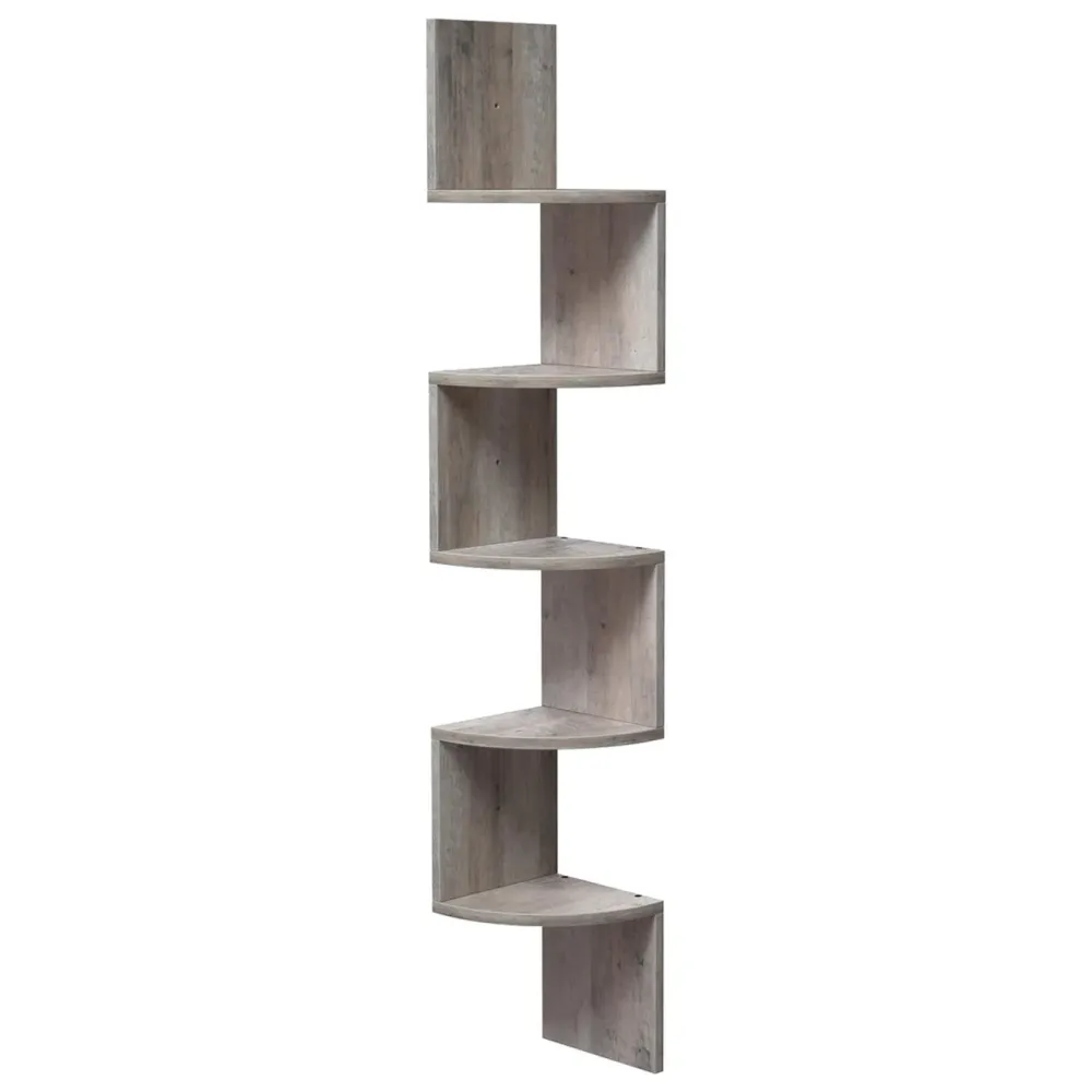 Étagère d'angle étagère murale 20 x 20 x 127,5 cm en forme zigzag bibliothèque gris 12_0005625