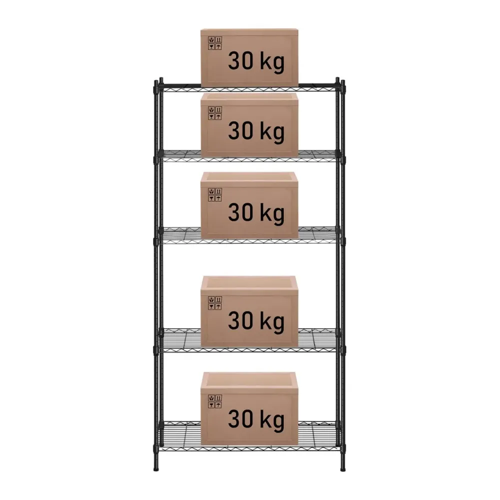 Étagère métallique professionnelle noire 35 x 90 x 180 cm 150 kg 14_0001538