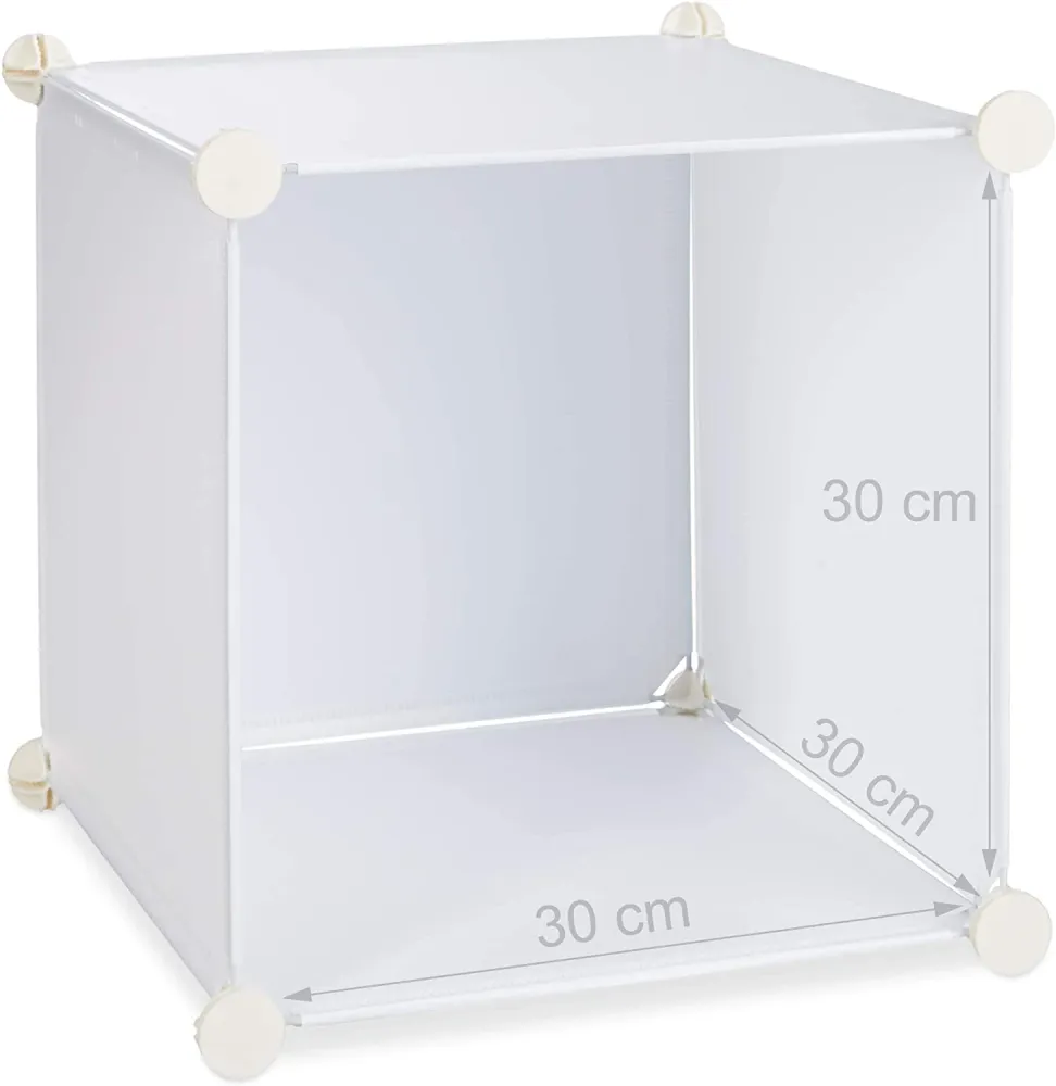 Étagère rangement 16 casiers portes modulable assemblage plug bibliothèque plastique 127 cm blanc 13_0001185