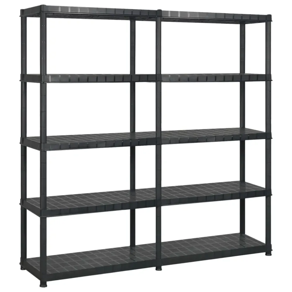 Étagère de rangement à 5 niveaux 170 x 40 x 185 cm Plastique noir 02_0045702