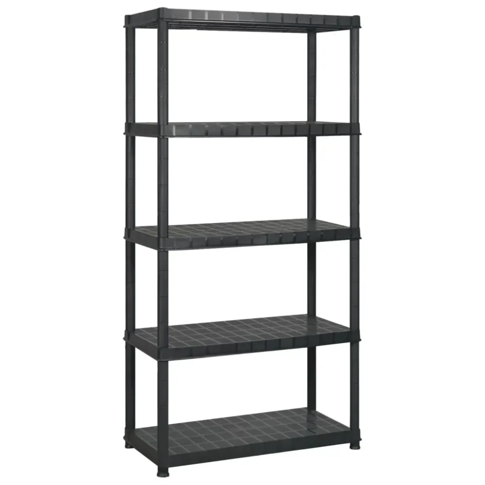 Étagère de rangement à 5 niveaux 170 x 40 x 185 cm Plastique noir 02_0045702