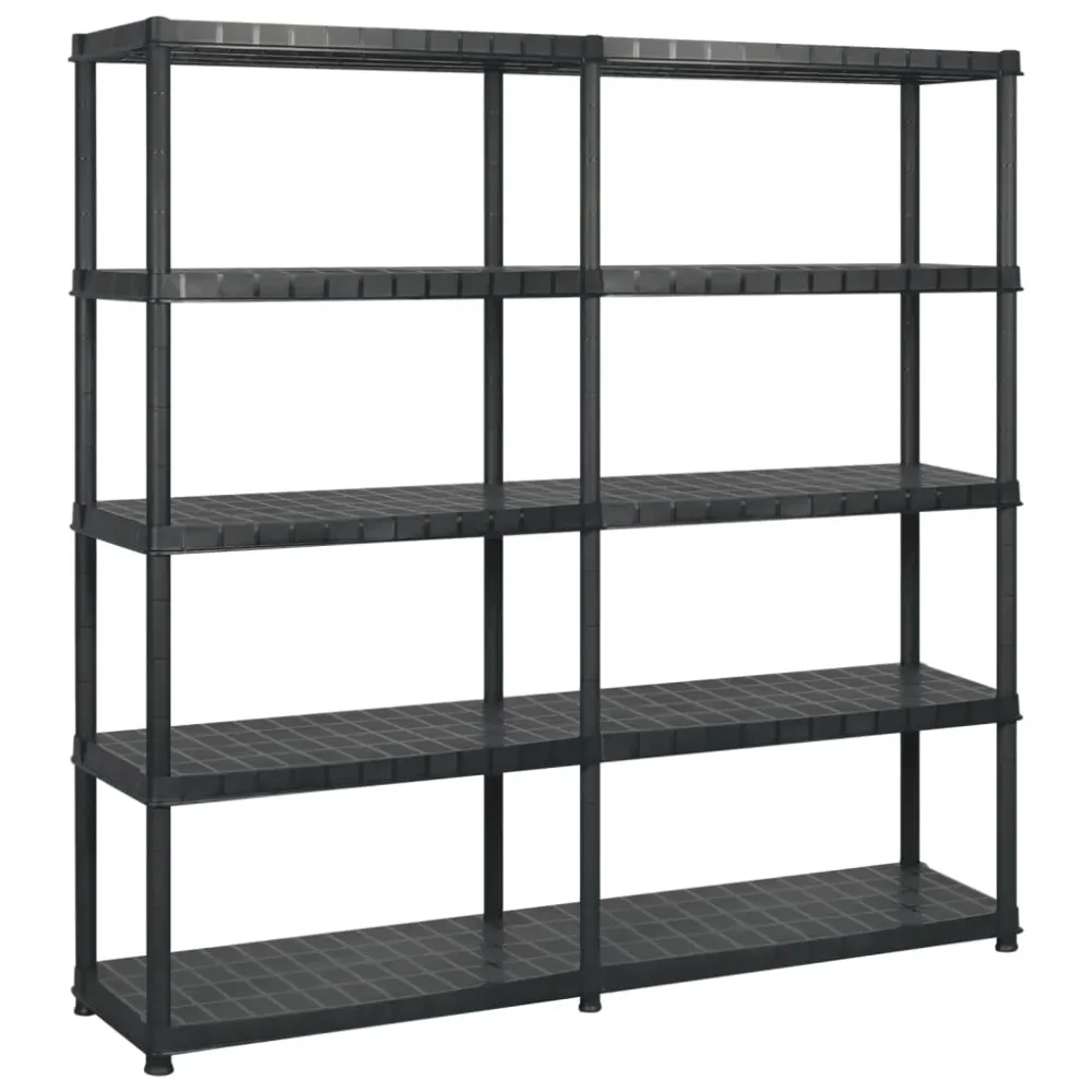 Étagère de rangement à 5 niveaux 183 x 45,7 x 185 cm Plastique noir 02_0045703
