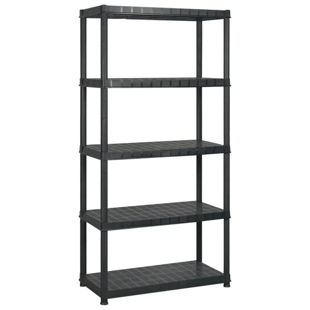 Étagère de rangement à 5 niveaux 255 x 40 x 185 cm Plastique noir 02_0045704