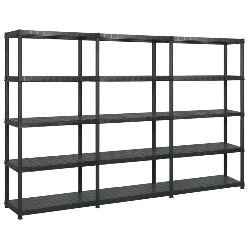 Étagère de rangement à 5 niveaux 255 x 40 x 185 cm Plastique noir 02_0045704