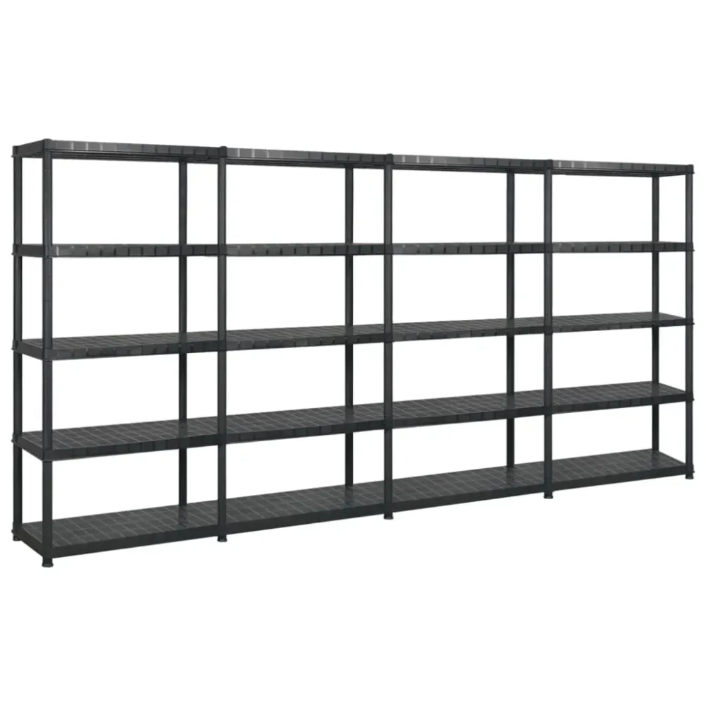 Étagère de rangement à 5 niveaux 340 x 40 x 185 cm Plastique noir 02_0045705