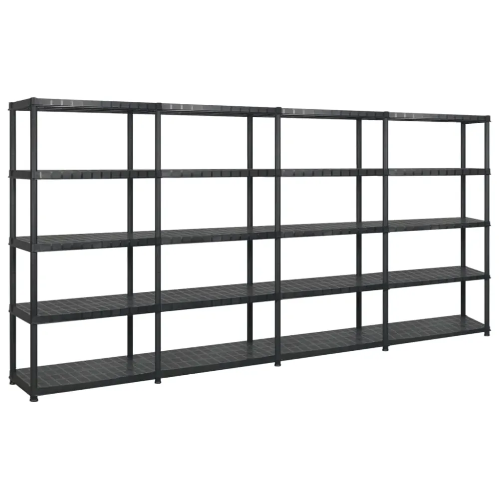Étagère de rangement à 5 niveaux 366 x 45,7 x 185 cm Plastique noir 02_0045706