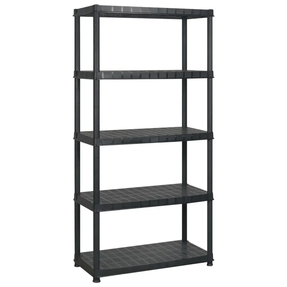 Étagère de rangement à 5 niveaux 366 x 45,7 x 185 cm Plastique noir 02_0045706
