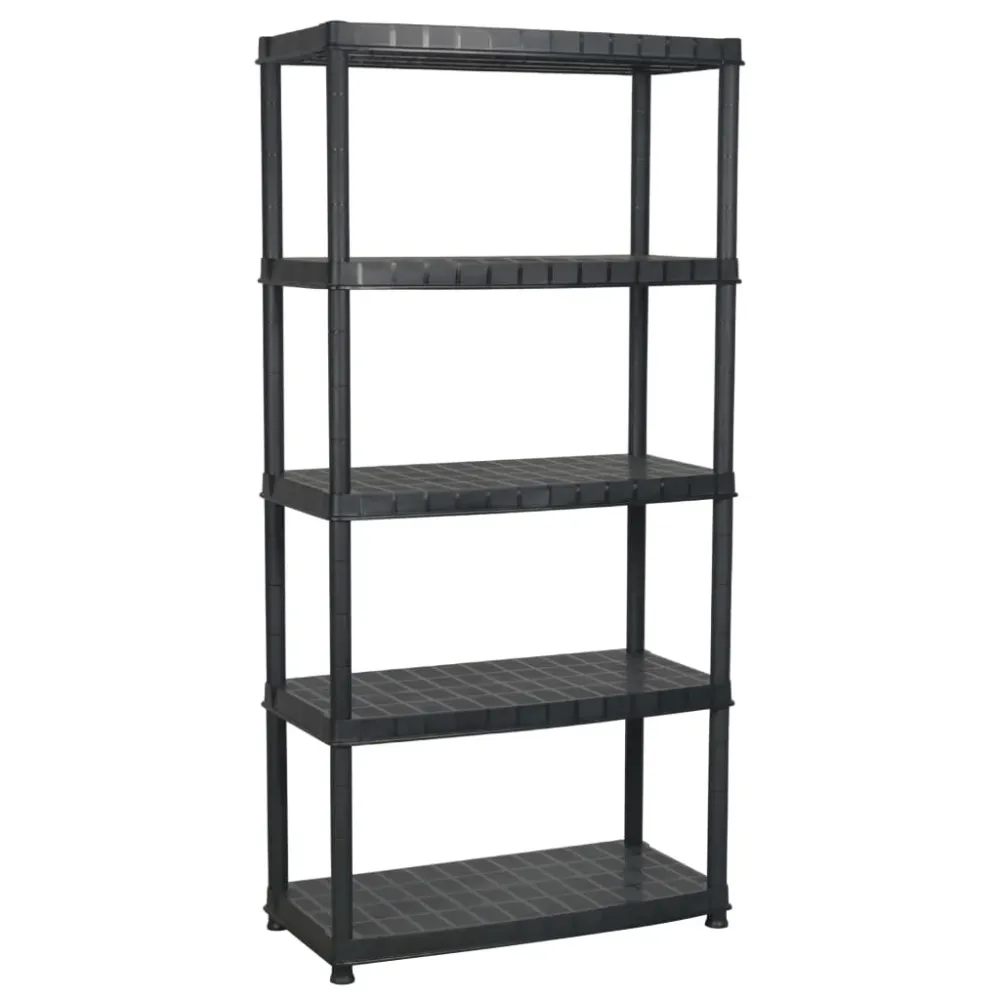 Étagère de rangement à 5 niveaux 91,5 x 45,7 x 185 cm Plastique noir 02_0045708