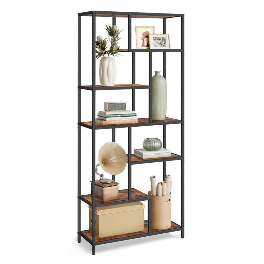 Étagère de rangement à 6 niveaux bibliothèque sur pieds meuble de rangement design 30 x 80 x 180 cm pour bureau salon cham...