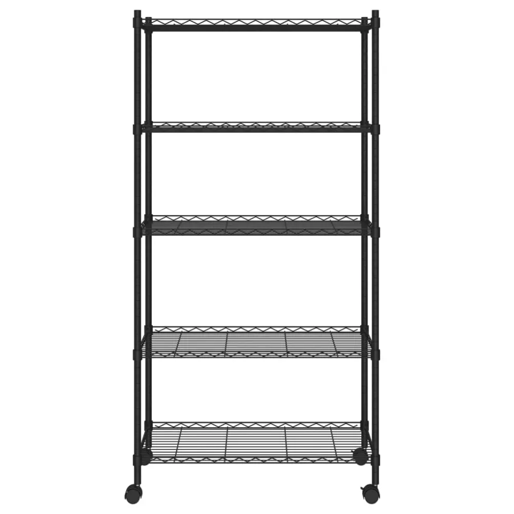 Étagère de rangement 5 niveaux roues 75 x 35 x 155 cm 250 kg noir 02_0045700