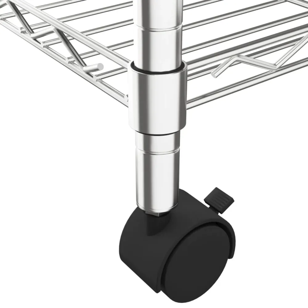 Étagère de rangement 5 niveaux roues 75 x 35 x 155 cm Chromé 250 kg Argent 02_0045701