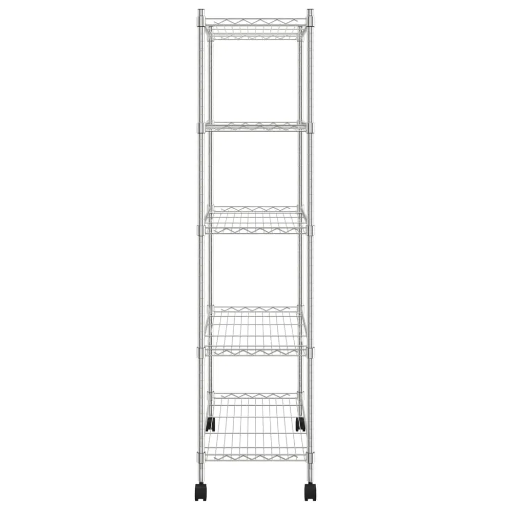Étagère de rangement 5 niveaux roues 75 x 35 x 155 cm Chromé 250 kg Argent 02_0045701