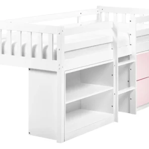 Bed met opbergruimte hout wit/roze 90 x 200 cm SUSVILLE