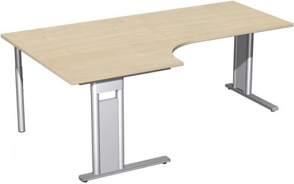 Bureau PC geramöbel gauche rigide panneau de pied C en option 2000x1200x720 érable/argent N-648322-AS commander à bas prix