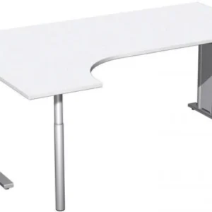 Bureau PC geramöbel gauche rigide pied en C en option 1800x1200x720 blanc/argent N-648324-WS se fournir à bas prix