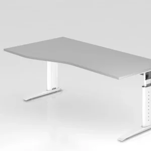 Bureau Hammerbacher pied C 180x100/80cm gris/blanc hauteur de travail 68-86 cm réglable VUS18/5/W choisir à bas prix Compa...