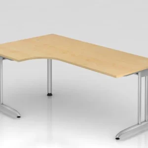 Table d'angle Hammerbacher pied C 200x120cm 90° érable forme d'angle 90° chemin de câbles horizontal peu...