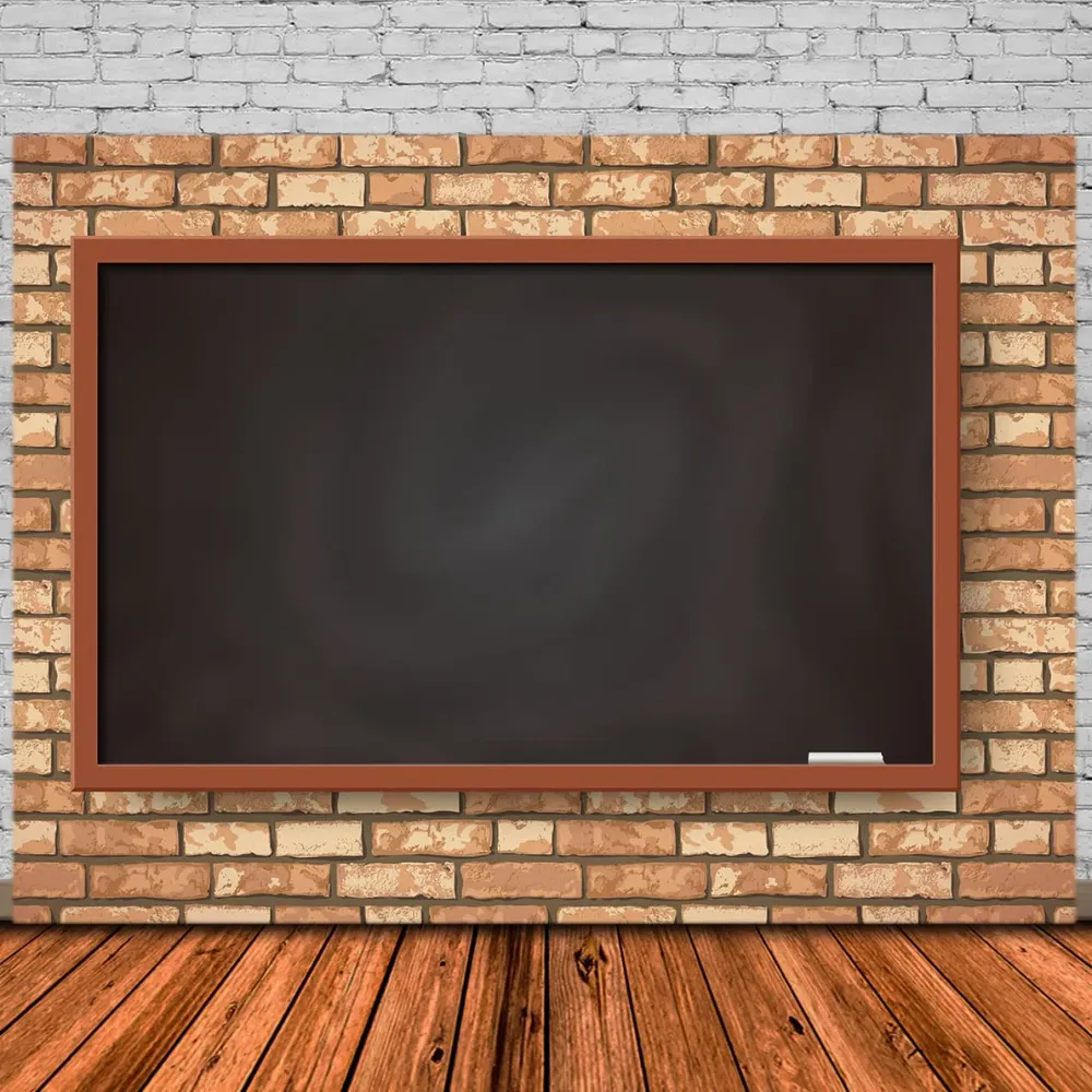 Toile de Fond de Tableau Noir avec Mur de Briques pour la Rentrée Scolaire DBD7-36 en Matériaux biodégradables
