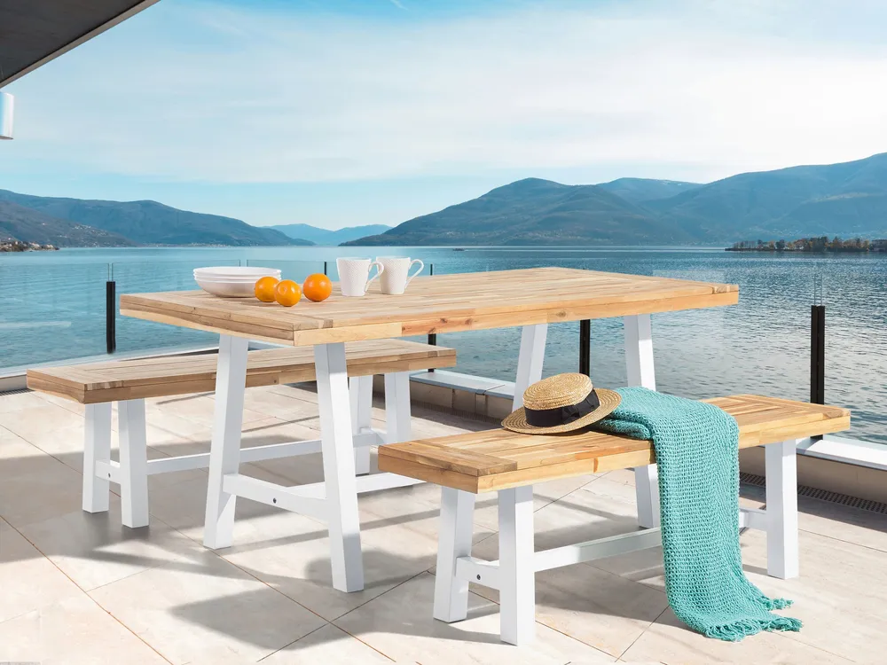 Acacia Dining Table 170 x 80 cm Blanc pur SCANIA