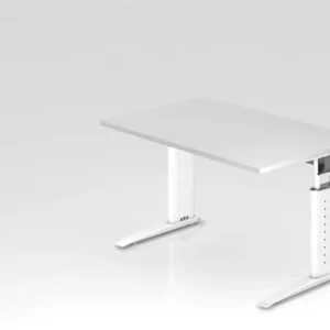 Bureau Hammerbacher pied C 120x80cm blanc/blanc hauteur de travail 68-86 cm réglable VUS12/W/W acquérir à bas prix avec Té...
