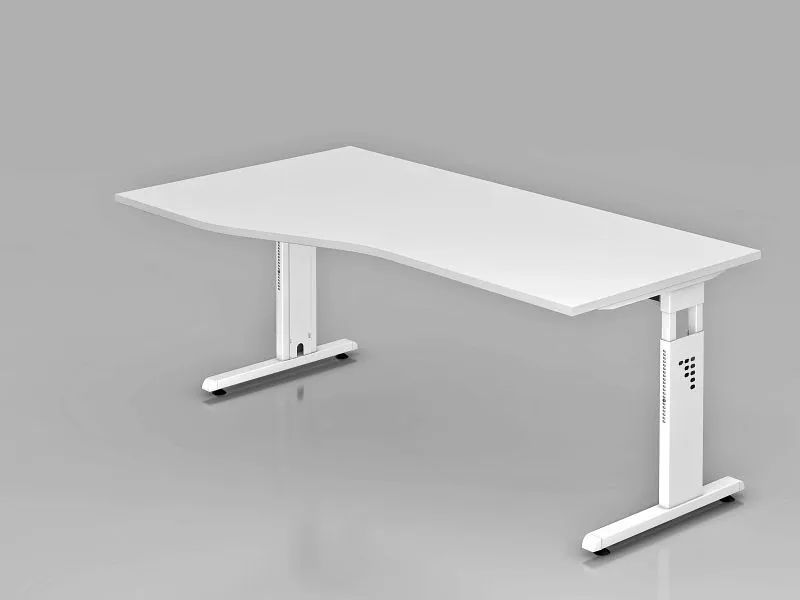 Bureau Hammerbacher pied C 180x100/80cm blanc/blanc hauteur de travail 65-85 cm VOS18/W/W se procurer à bas prix