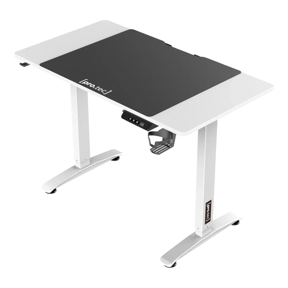 Bureau poste de travail table électrique à hauteur réglable 73 - 118 cm rectangulaire blanc 03_0006661 avec Support de Pla...