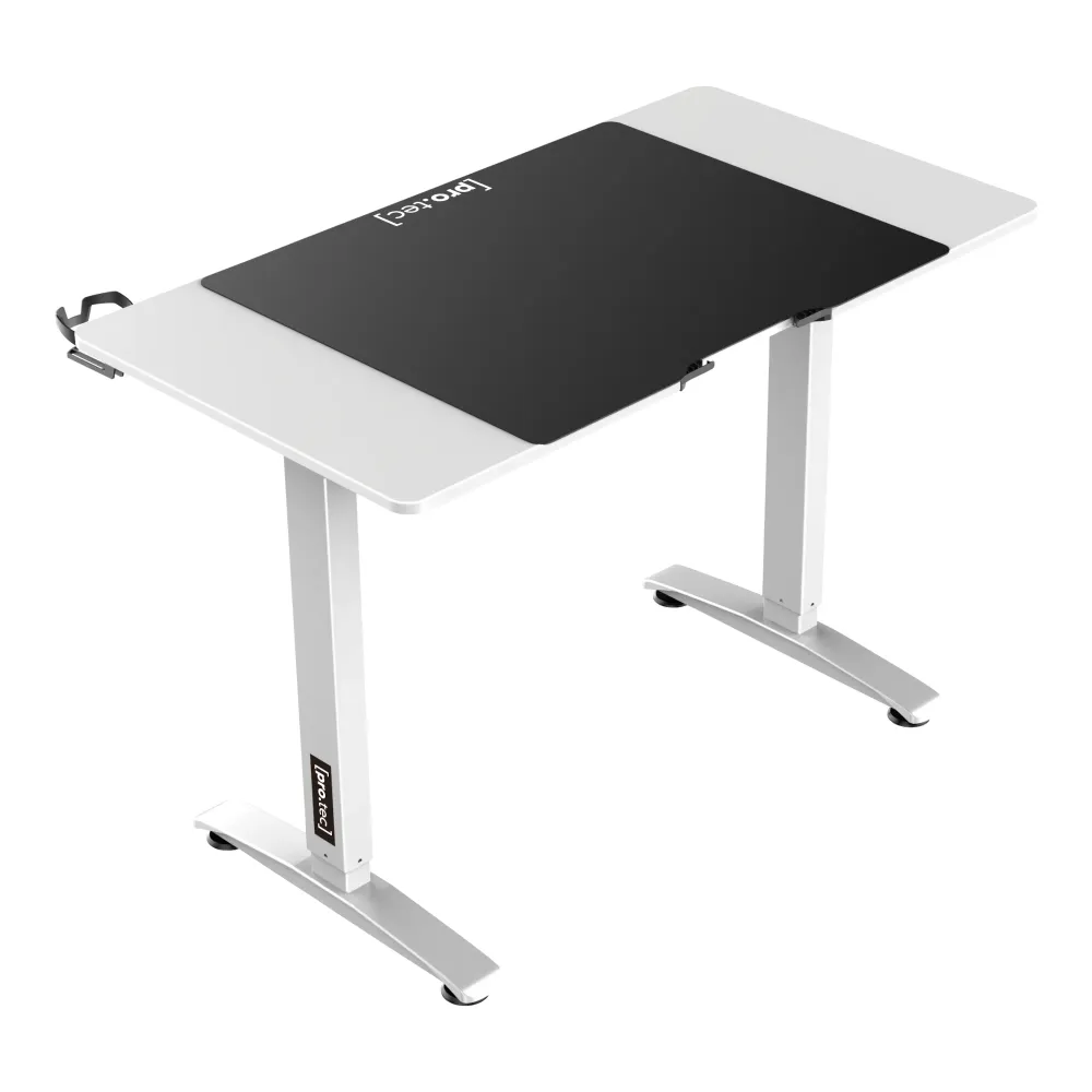 Bureau poste de travail table électrique à hauteur réglable 73 - 118 cm rectangulaire blanc 03_0006661 avec Support de Pla...