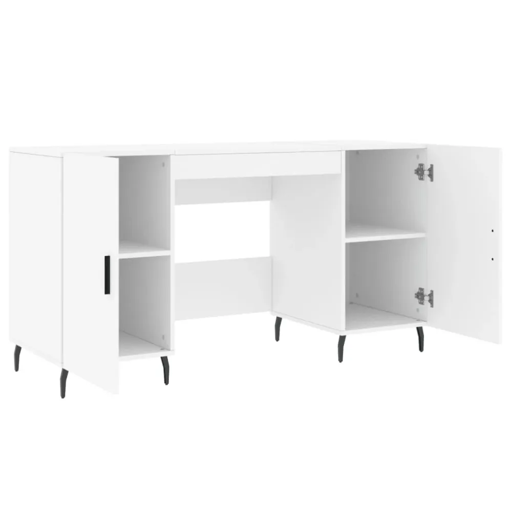 Bureau table poste de travail meuble d'ordinateur informatique étude 140 x 50 x 75 cm bois d'ingénierie blanc 02_0023513 |...