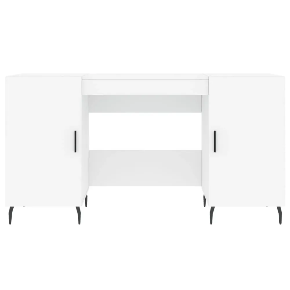 Bureau table poste de travail meuble d'ordinateur informatique étude 140 x 50 x 75 cm bois d'ingénierie blanc 02_0023513 |...