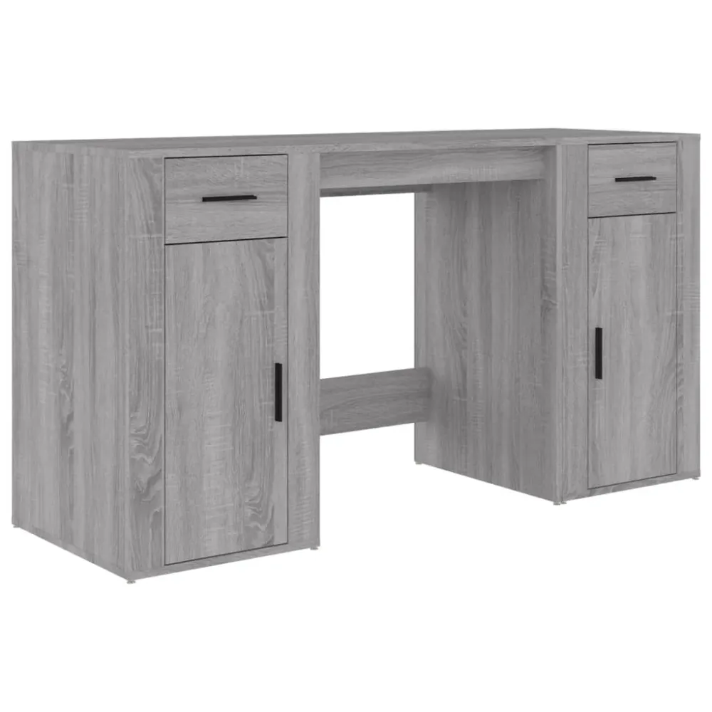 Bureau table poste de travail meuble d'ordinateur informatique étude avec armoire sonoma bois d'ingénierie gris 02_0023400...