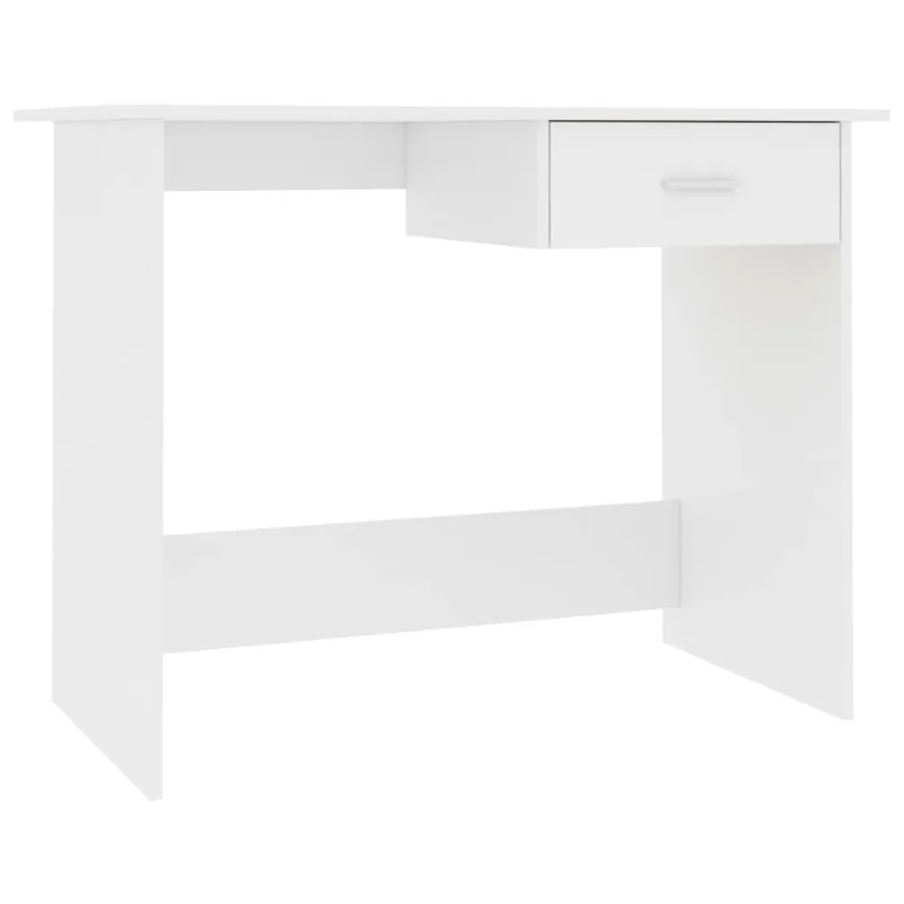 Bureau table poste de travail meuble d'ordinateur informatique étude 100 x 50 x 76 cm bois d'ingénierie blanc 02_0023495 p...