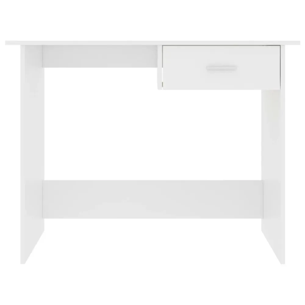 Bureau table poste de travail meuble d'ordinateur informatique étude 100 x 50 x 76 cm bois d'ingénierie blanc 02_0023495 p...
