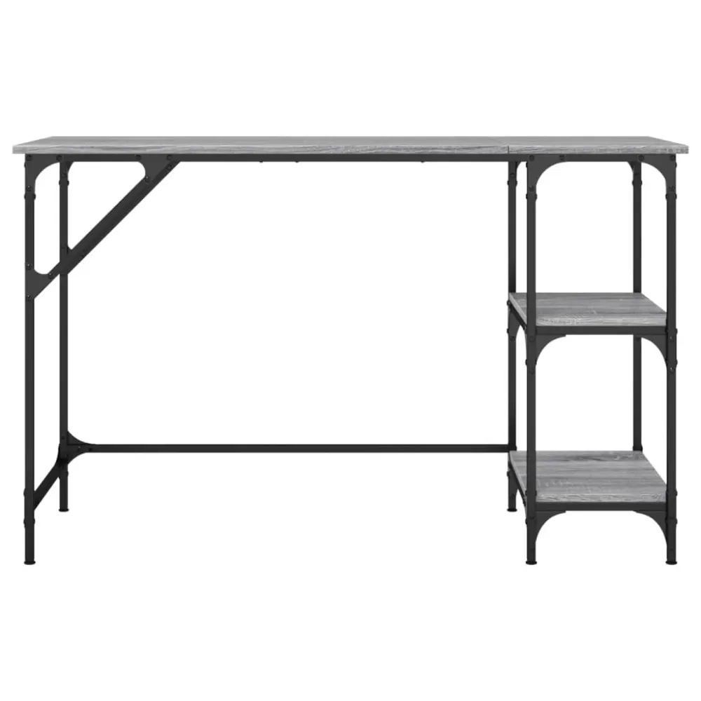 Bureau table poste de travail meuble d'ordinateur informatique étude sonoma 120 x 50 x 75 cm métal et bois d'ingénierie gr...