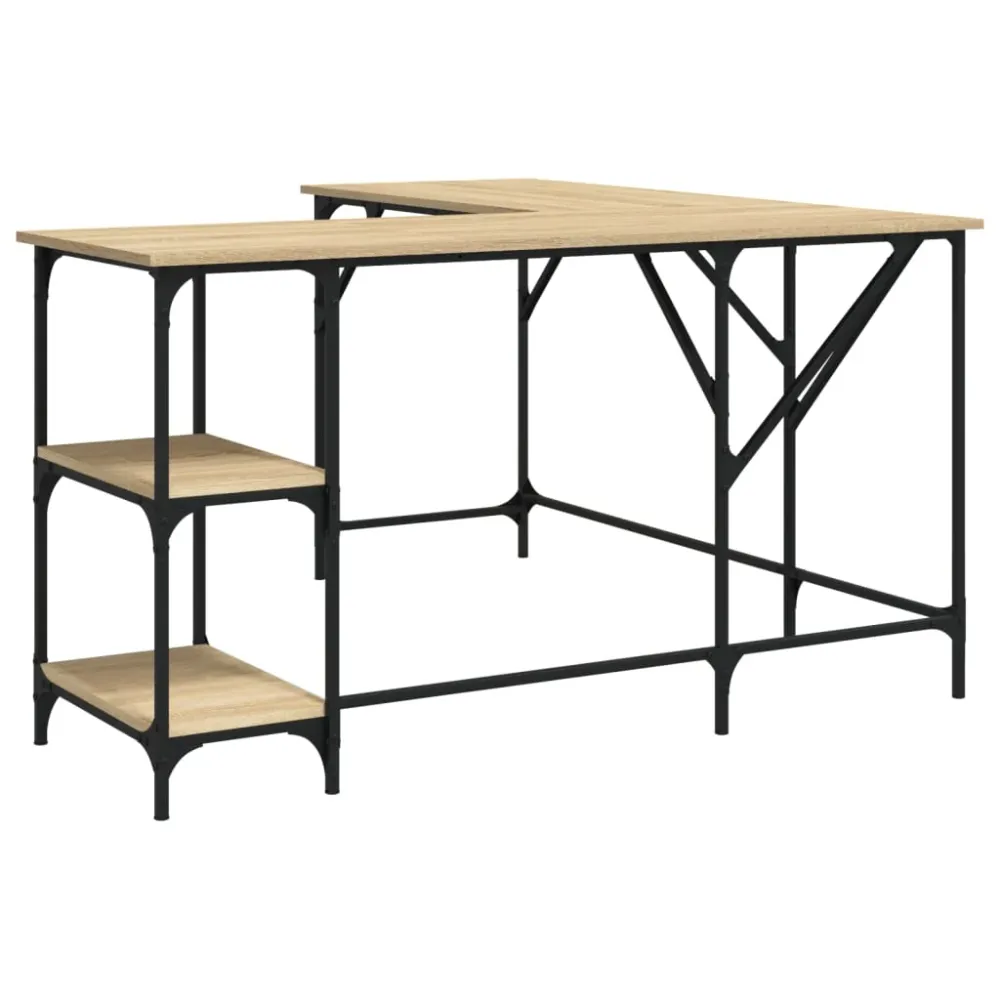 Bureau table poste de travail meuble d'ordinateur informatique étude chêne sonoma 139 x 139 x 75 cm bois d'ingénierie brun...