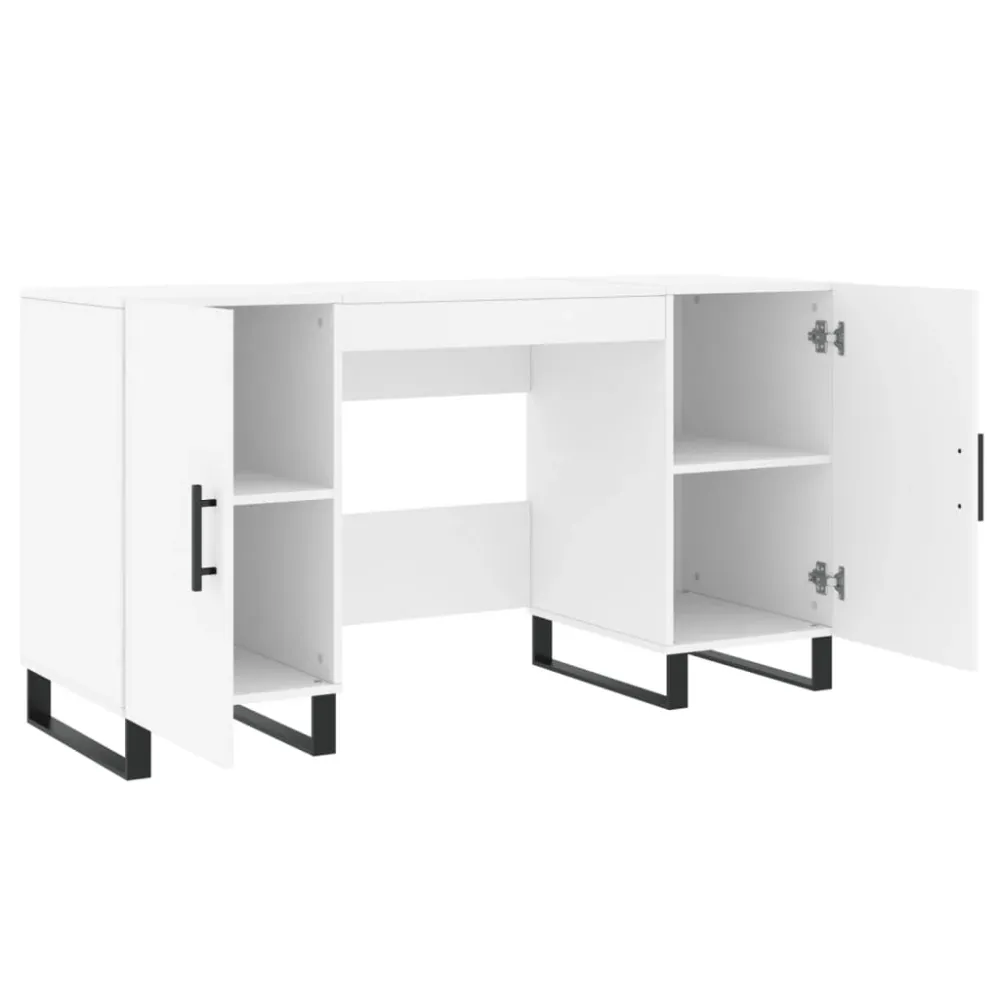 Bureau table poste de travail meuble d'ordinateur informatique étude 140 x 50 x 75 cm bois d'ingénierie blanc 02_0023512 p...