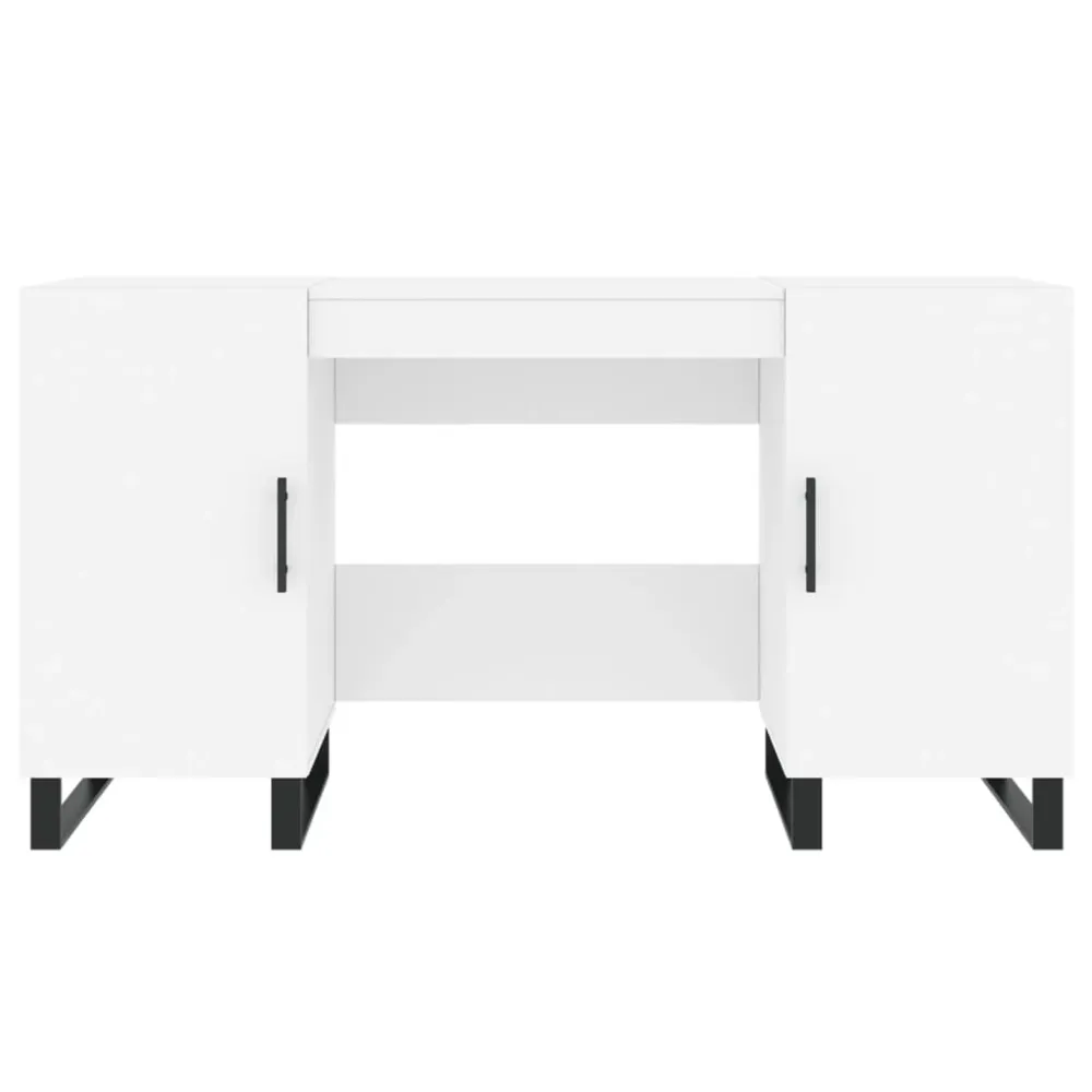 Bureau table poste de travail meuble d'ordinateur informatique étude 140 x 50 x 75 cm bois d'ingénierie blanc 02_0023512 p...
