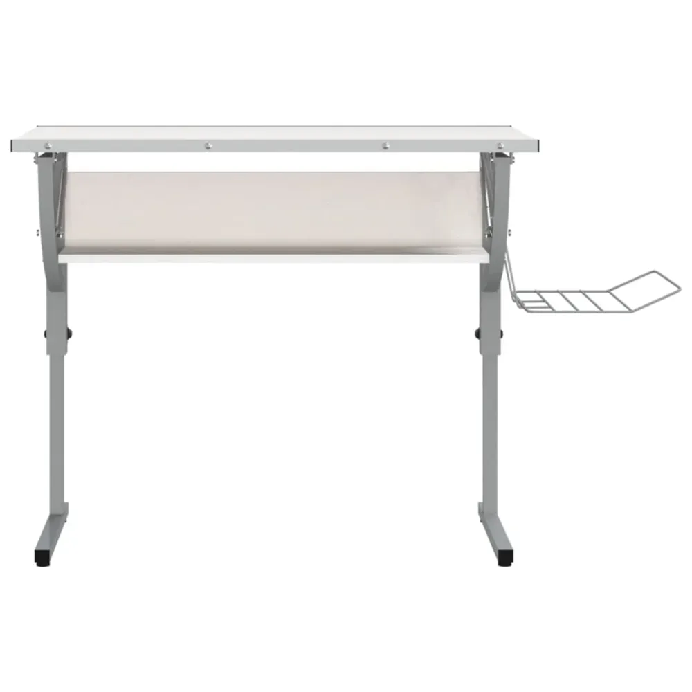 Bureau table poste de travail meuble d'ordinateur informatique étude d'artisanat et 110 x 53 x (58-87) cm blanc 02_0023698...