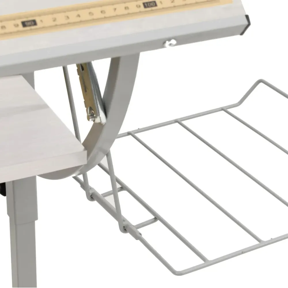 Bureau table poste de travail meuble d'ordinateur informatique étude d'artisanat et 110 x 53 x (58-87) cm blanc 02_0023698...