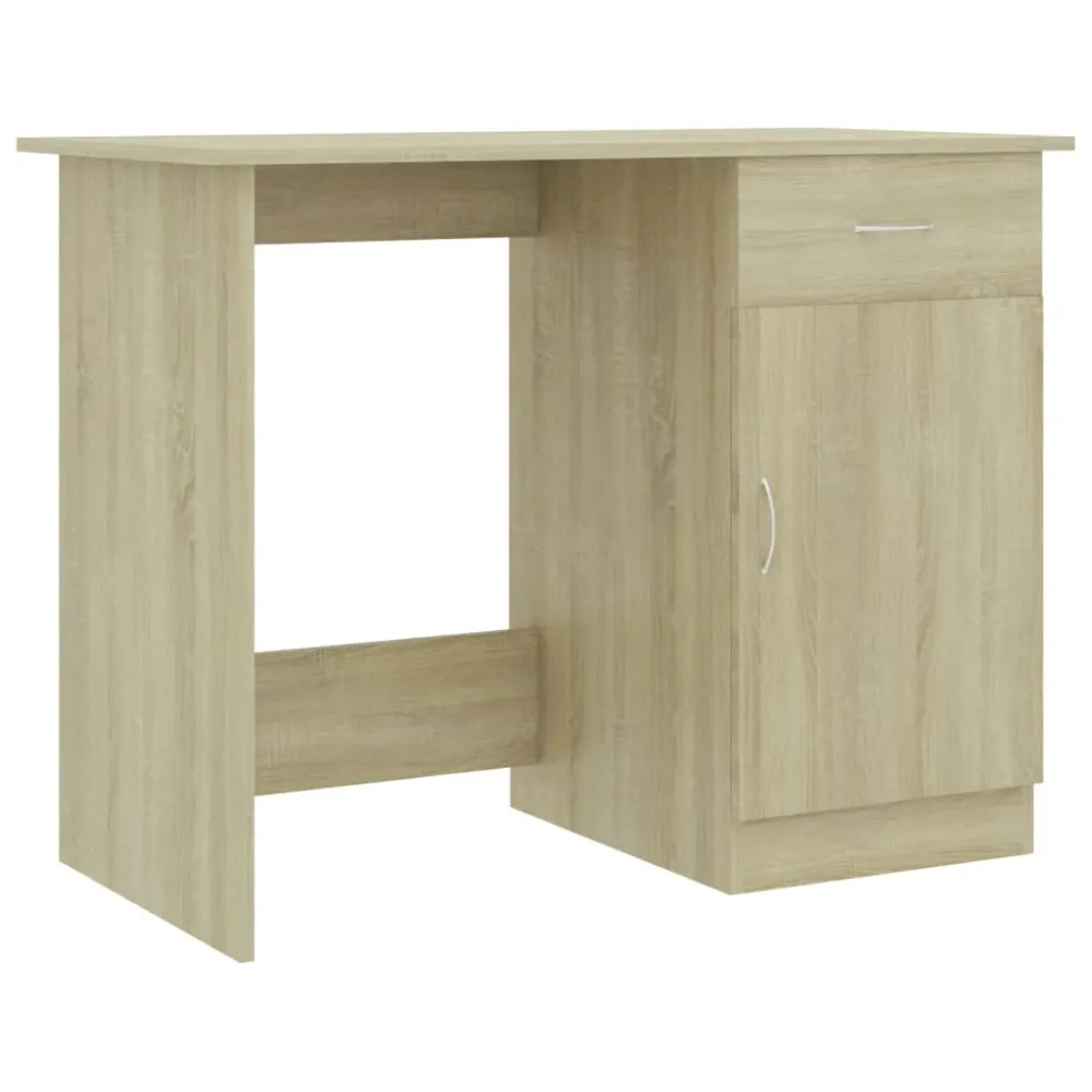 Bureau table poste de travail meuble d'ordinateur informatique étude chêne sonoma 100 x 50 x 76 cm bois d’ingénierie brun...
