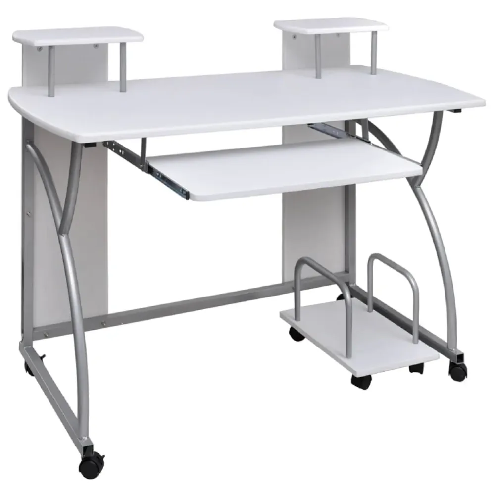 Bureau table poste de travail meuble d'ordinateur informatique étude d'ordinateur 110 x 52 x 88,5 cm bois d’ingénierie bla...