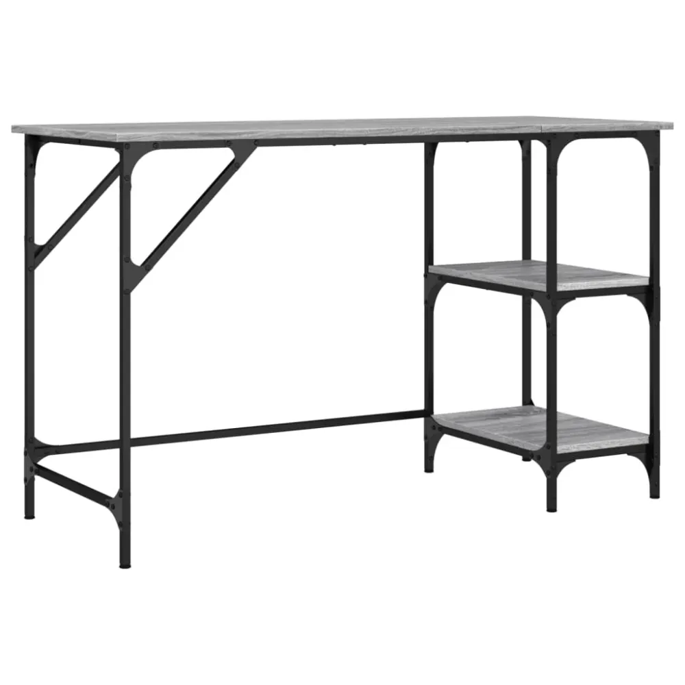 Bureau table poste de travail meuble d'ordinateur informatique étude sonoma 120 x 50 x 75 cm métal et bois d'ingénierie gr...