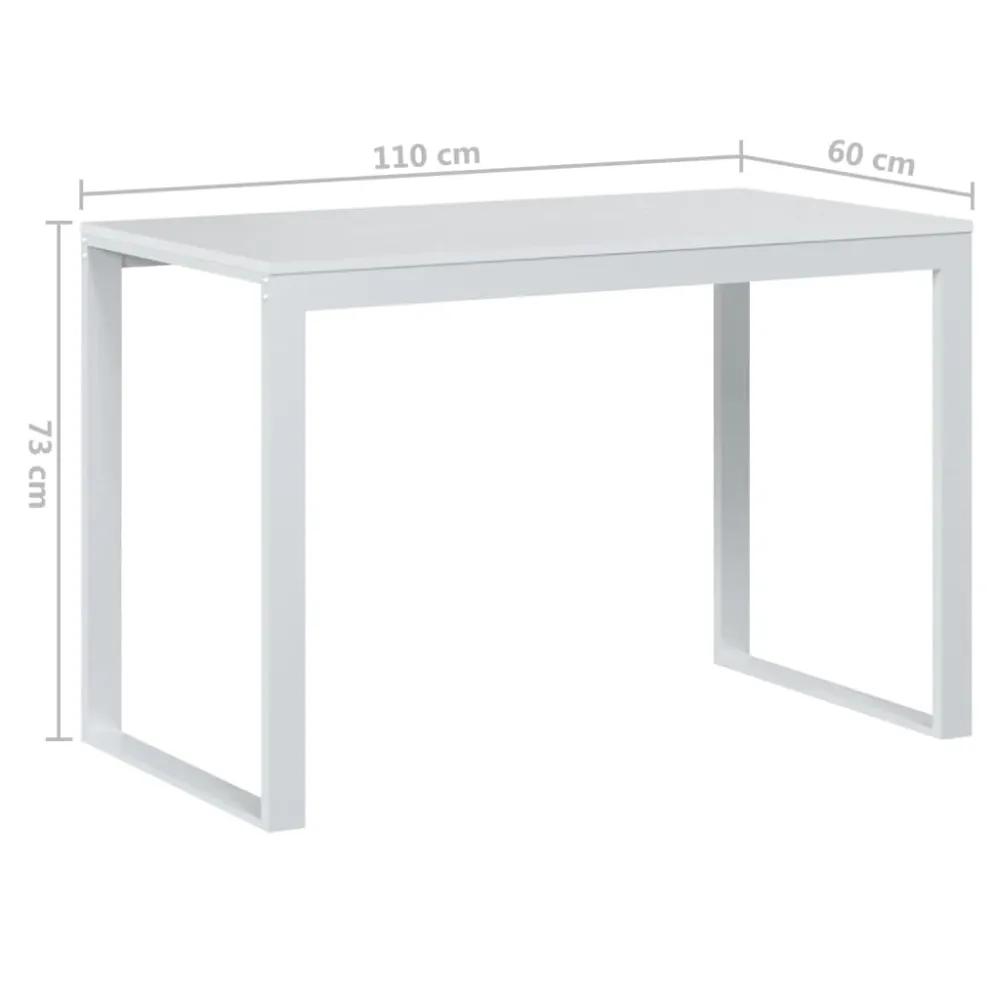 Bureau table poste de travail meuble d'ordinateur informatique étude d'ordinateur 110 x 60 x 73 cm Aggloméré blanc 02_0023...