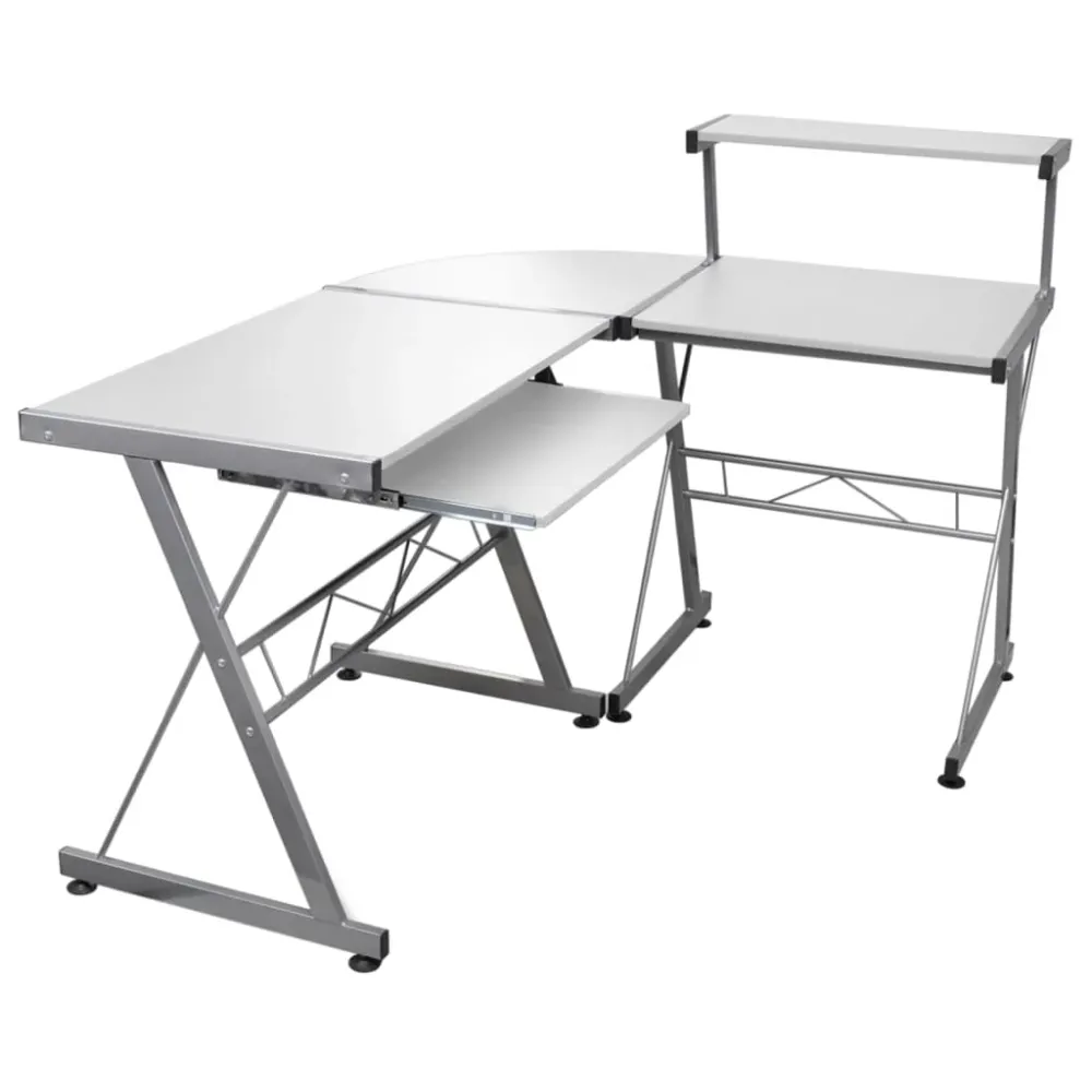 Bureau table poste de travail meuble d'ordinateur informatique étude d'ordinateur d'angle 132 x 112 x 99 cm bois ingénieri...
