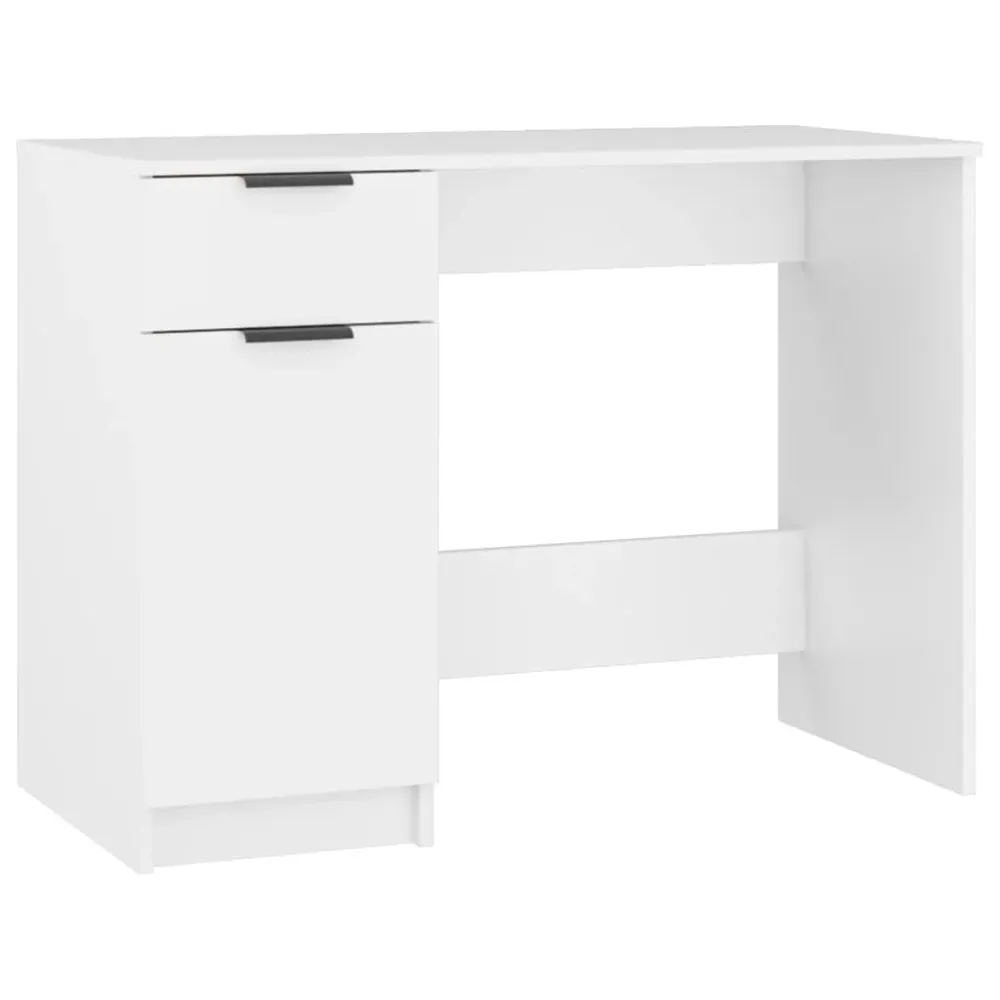 Bureau table poste de travail meuble d'ordinateur informatique étude 100 x 50 x 75 cm bois d'ingénierie blanc 02_0023497 a...