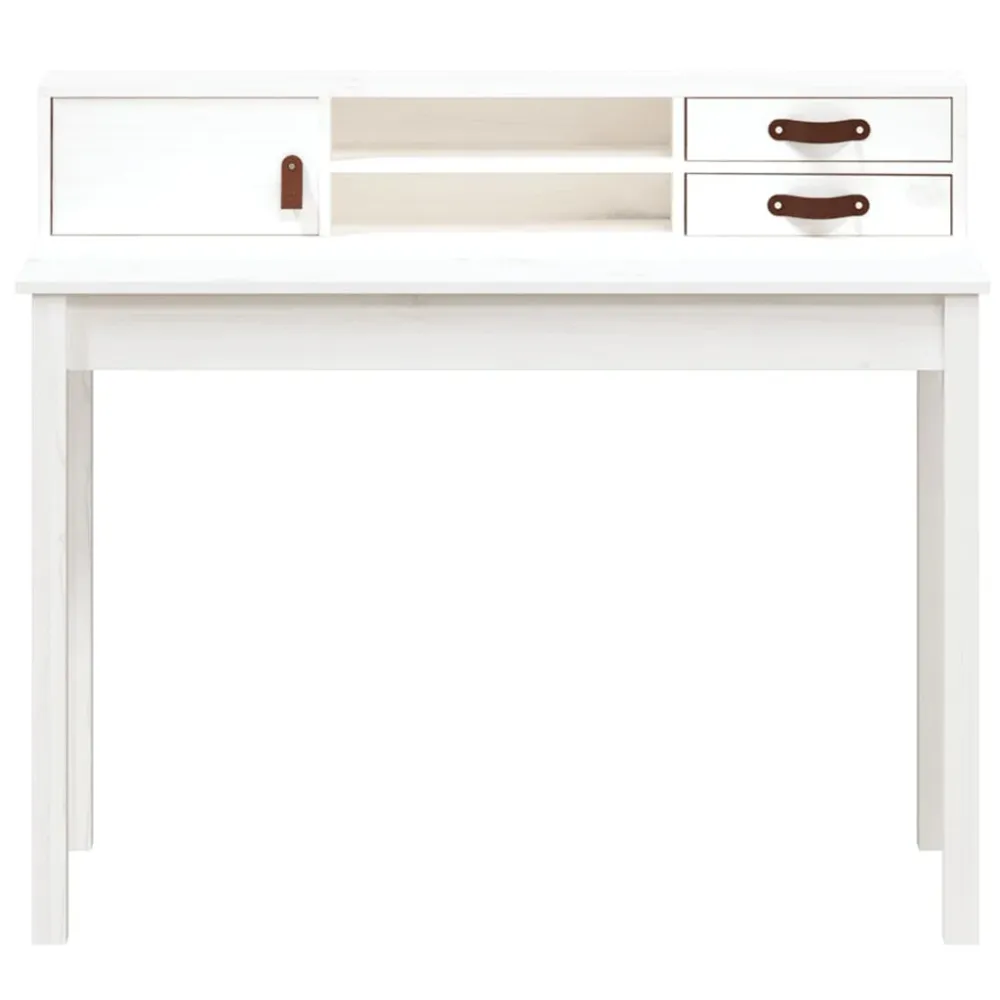 Bureau table poste de travail meuble d'ordinateur informatique étude 110 x 50 x 93 cm bois massif de pin blanc 02_0023507...