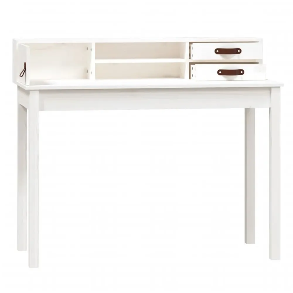 Bureau table poste de travail meuble d'ordinateur informatique étude 110 x 50 x 93 cm bois massif de pin blanc 02_0023507...