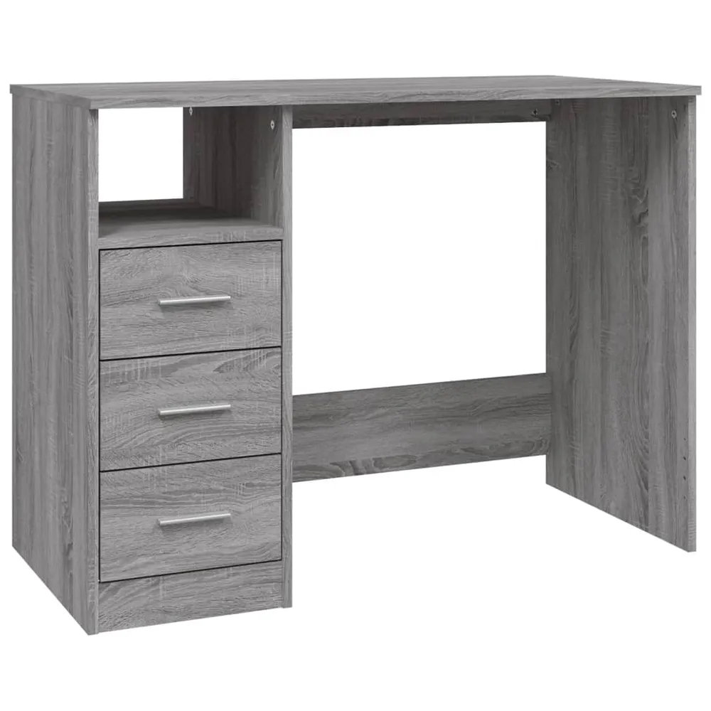 Bureau table poste de travail meuble d'ordinateur informatique étude avec tiroirs sonoma 102 x 50 x 76 cm bois d'ingénieri...
