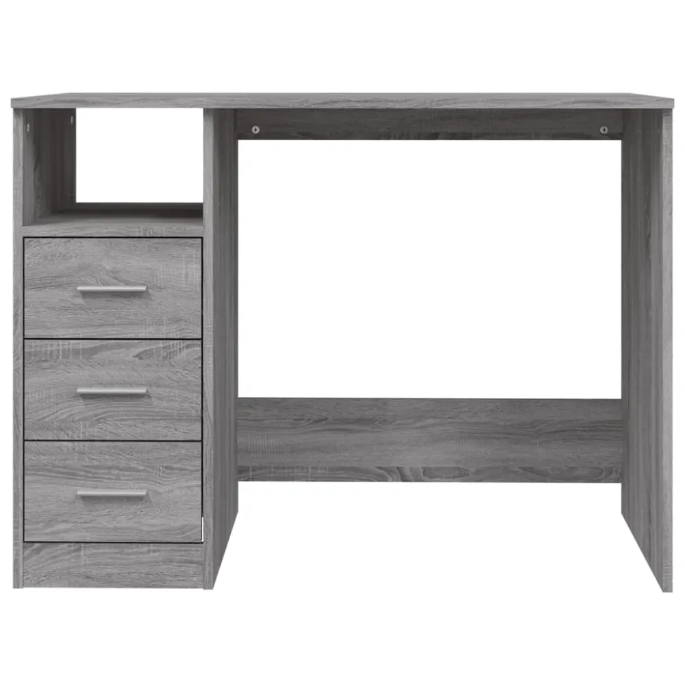 Bureau table poste de travail meuble d'ordinateur informatique étude avec tiroirs sonoma 102 x 50 x 76 cm bois d'ingénieri...